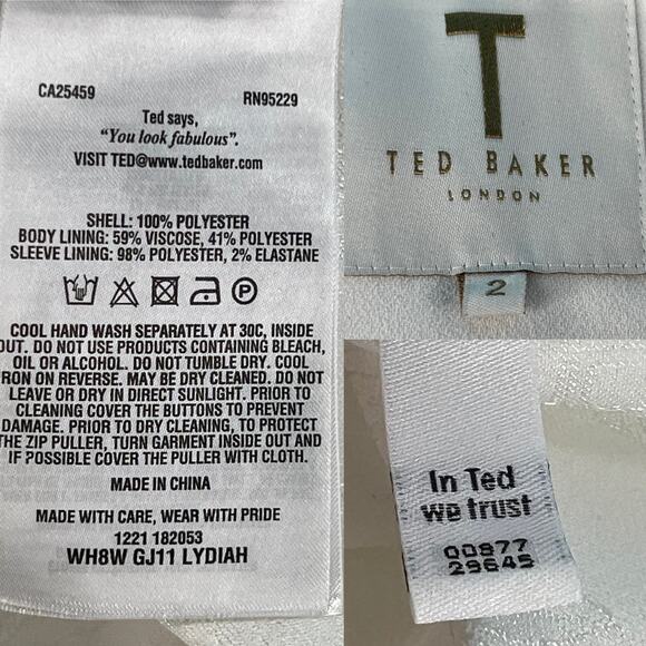 Ted Baker London Lydiah Crepe Ruffle Bomber Jacket Ivory size 2 - Picture 10 of 11